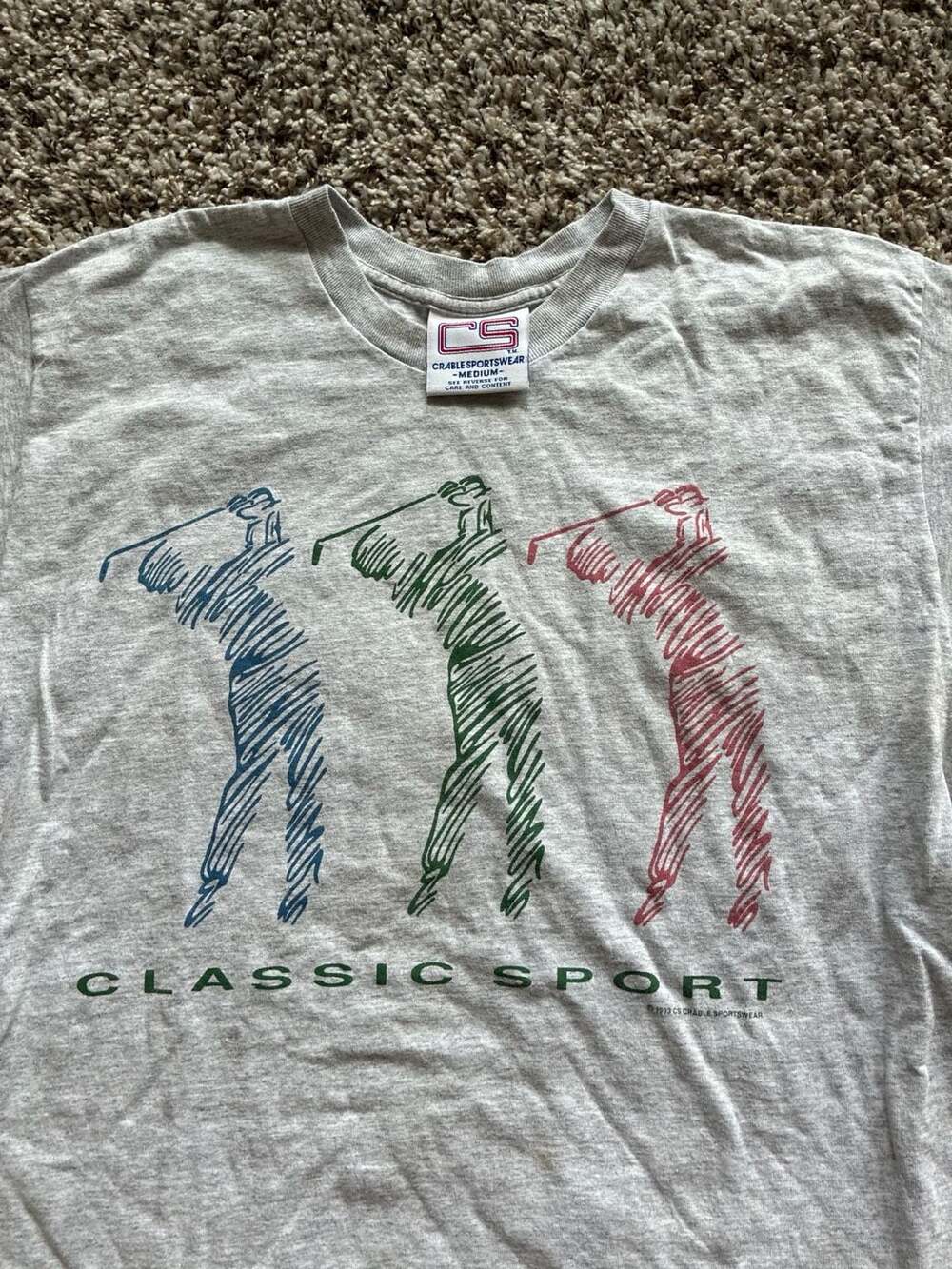 Vintage 1993 Crable Sportswear Classic Sport Golf Tee (Small staining)